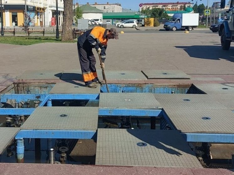 В Омске очистили сухой фонтан на Бударина