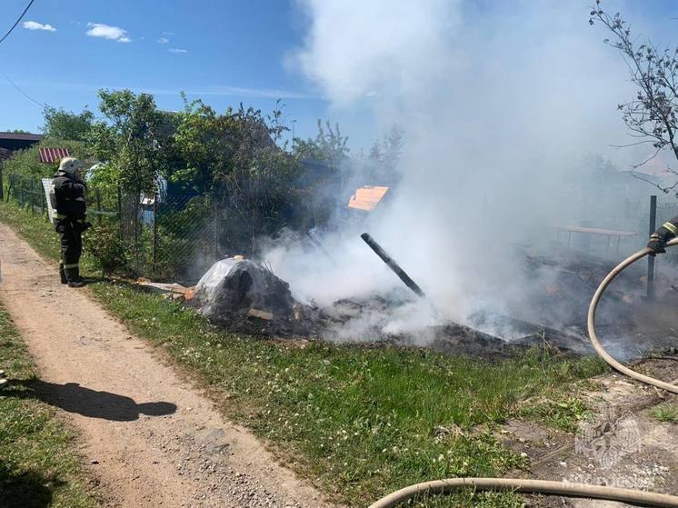 В результате пожара в Панковке хозяйственная постройка сгорела до тла