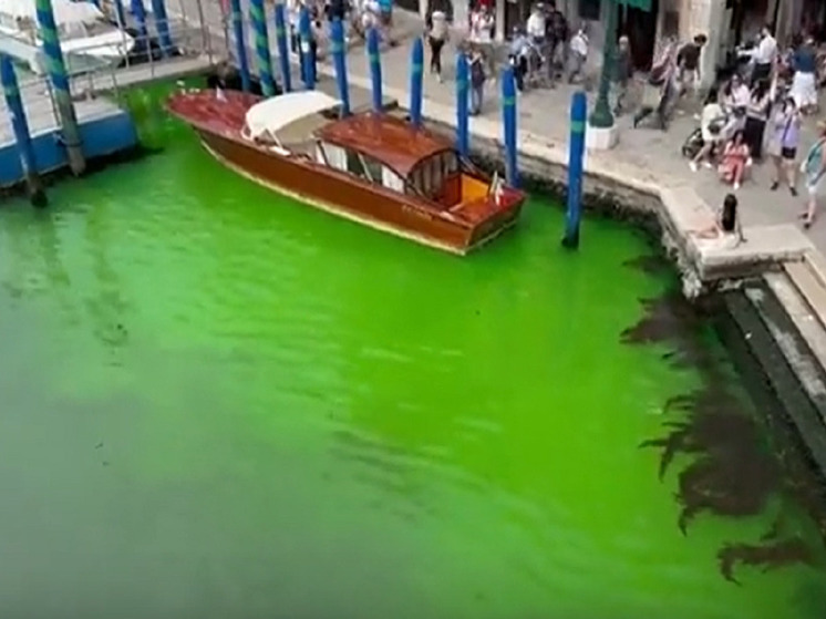 Вода Большого канала в Венеции окрасилась в странный цвет