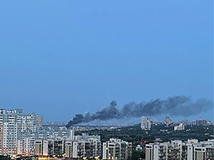 Над Киевом поднимается столб густого дыма
