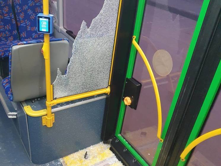 Велосипедист разбил стеклянную перегородку в новом автобусе в Южно-Сахалинске