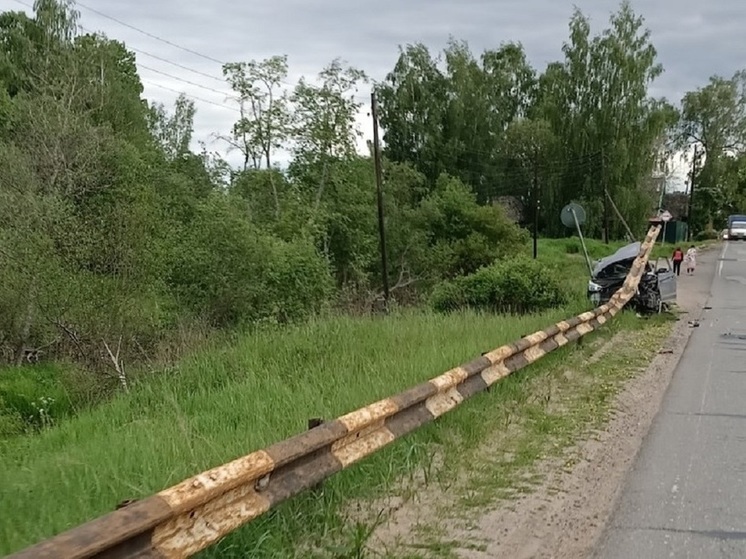 В Тверской области иномарка на большой скорости срезала ограждение моста
