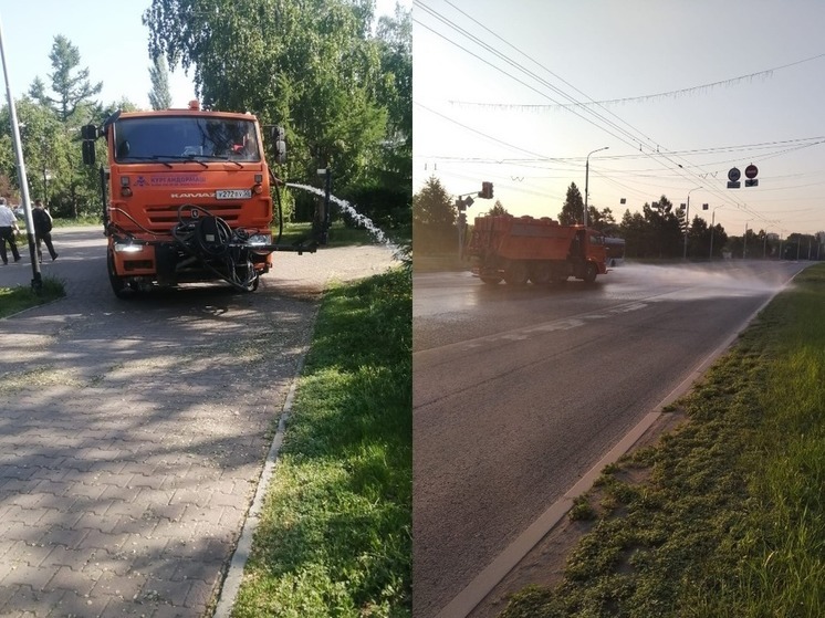 В Омске начали поливать дороги из-за аномальной жары
