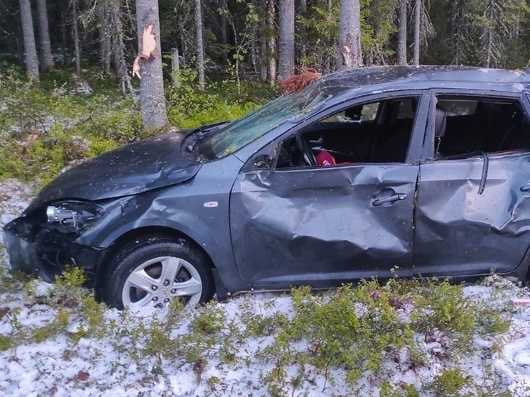 Затяжной поворот на трассе в Карелии закончился ДТП с пострадавшими