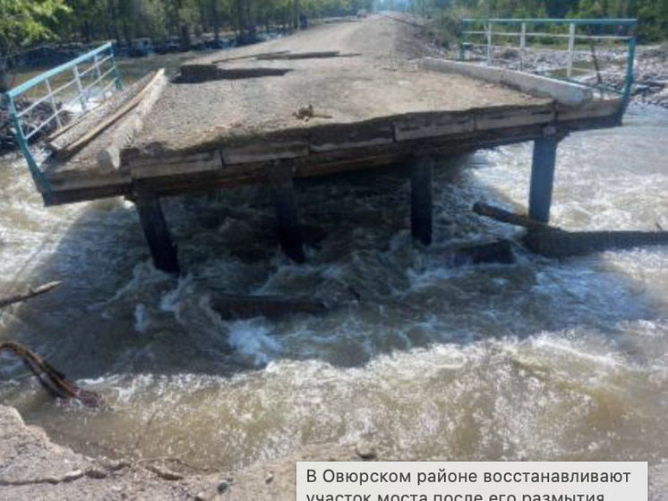 В Туве большая вода снесла мост