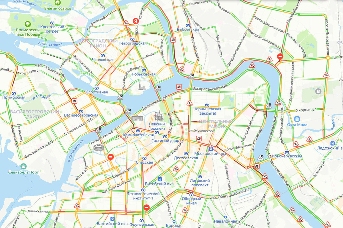 Карта спб для автомобилистов со знаками