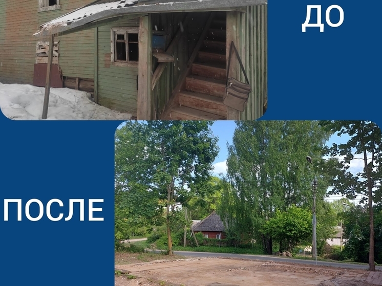 Аварийный дом снесли в Пушкинских Горах под контролем судебных приставов