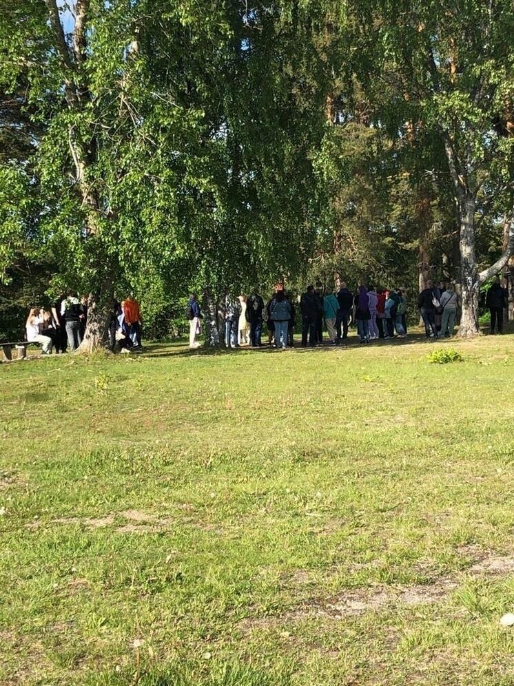 Машины с туристами портят газоны в деревне Киндасово в Карелии