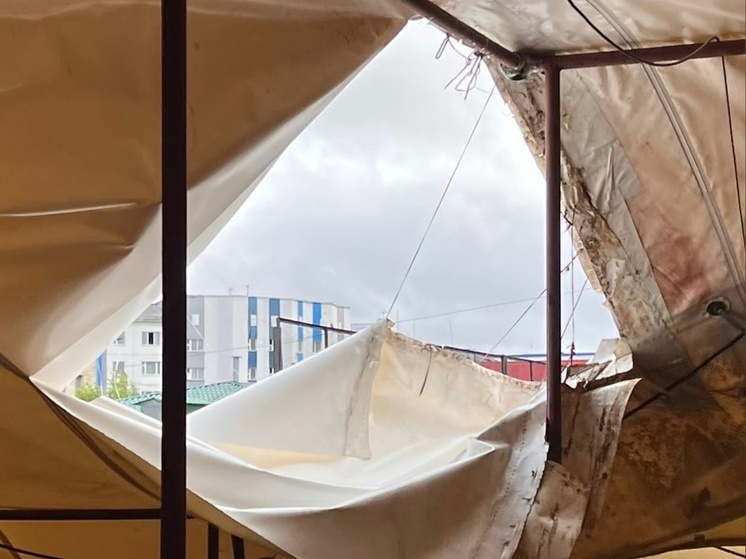 В Надыме ураган порвал купол крытого ледового корта