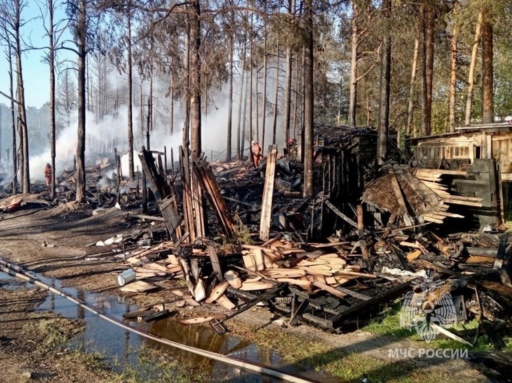 В Зеленоборском пожарные тушили лодочные гаражи восемь часов