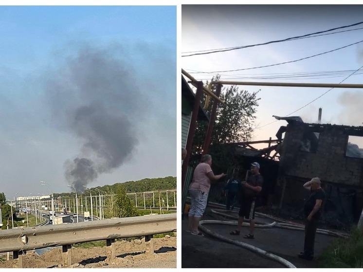 В Оби под Новосибирском 16 июня сгорели три частных дома на улице Вокзальная