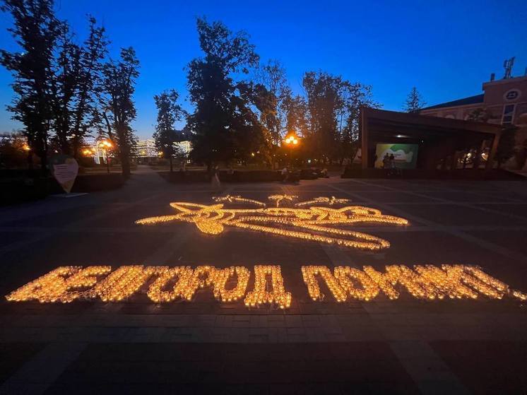В Белгороде волонтеры зажгли огненную картину с изображением самолета