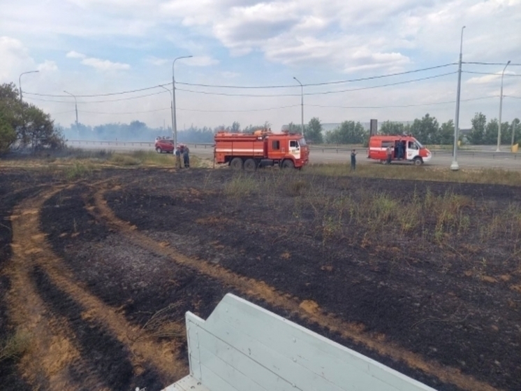 Ландшафтный пожар затруднил движение на трассе под Волгоградом
