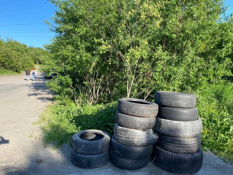 Мурманчане недовольны горой старых шин в Долине Уюта