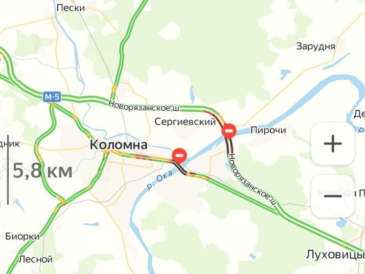 В сервисе «Яндекс.Карты» сообщили о перекрытии двух мостов через Оку в Коломне