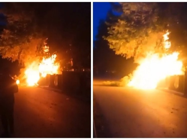 В Новосибирске загорелся мусорный контейнер на улице Олеко Дундича