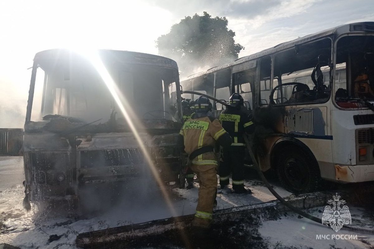 Пять автобусов и «Газель» сгорели в Нижегородской области 27 июня