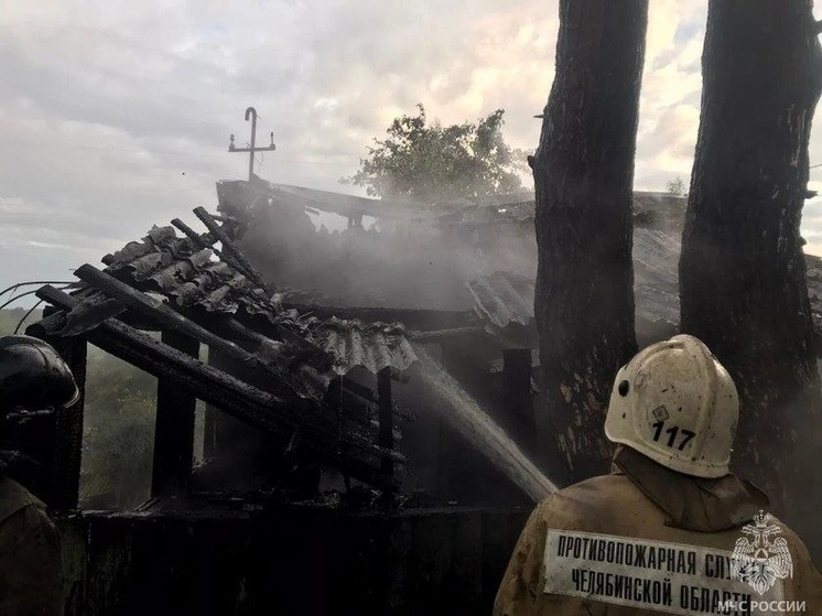 На Южном Урале после удара молнии в дерево вспыхнул садовый дом