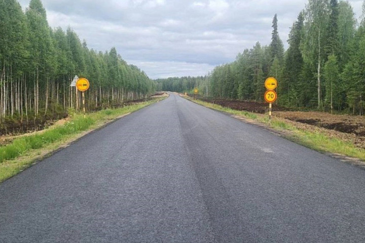 Работы по ремонту дороги Архангельск - Онега в процессе