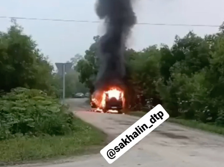 Автомобиль Mercedes Gelandewagen сгорел в лесу на Сахалине