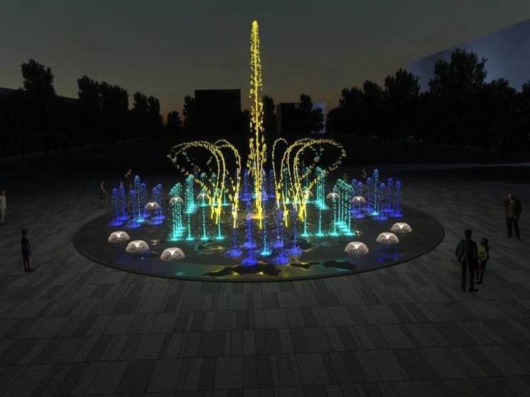 Пешеходный фонтан начали устанавливать в сквере на Четырех углах в Пскове