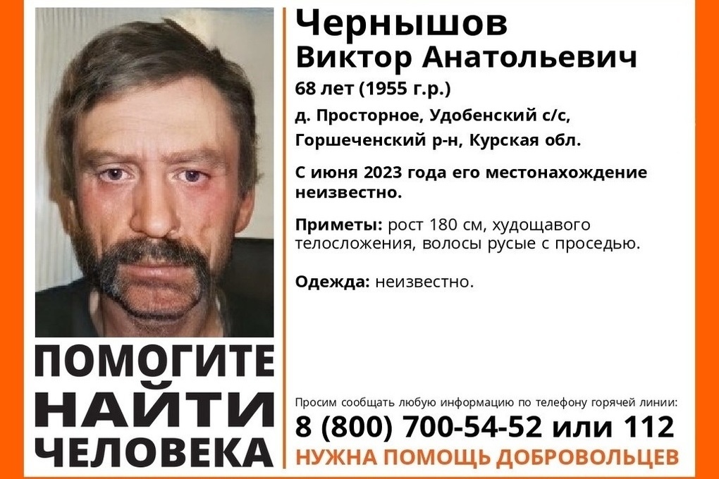 В Курской области пропал 68-летний Виктор Чернышов