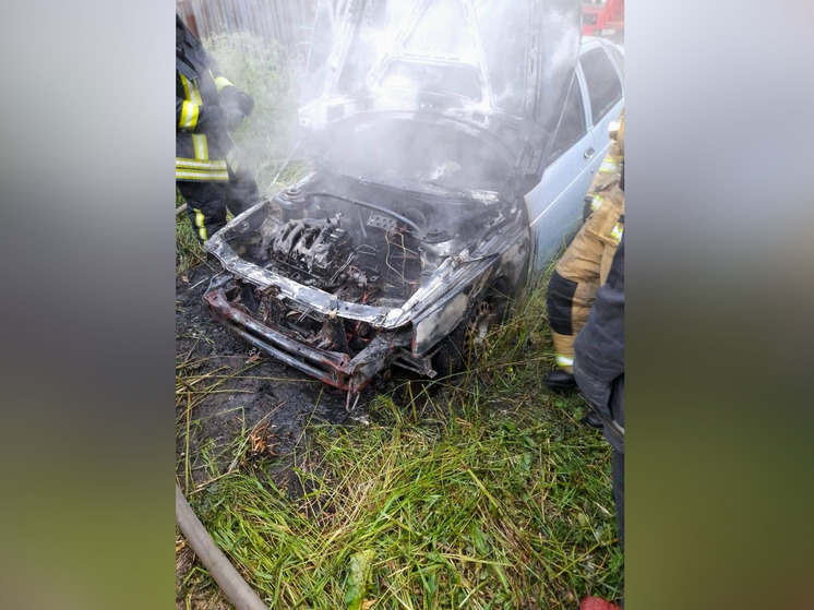 Восемь пожарных тушили автомобиль в Росляково
