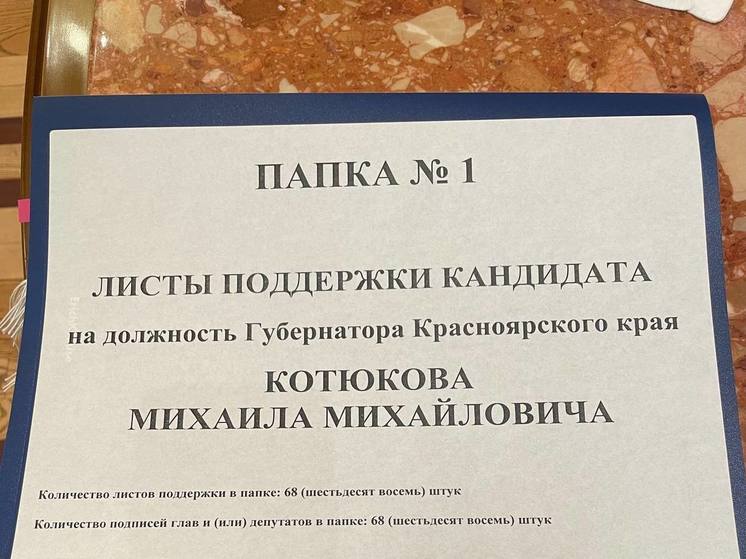 На выборы губернатора Красноярского края подал заявку Михаил Котюков