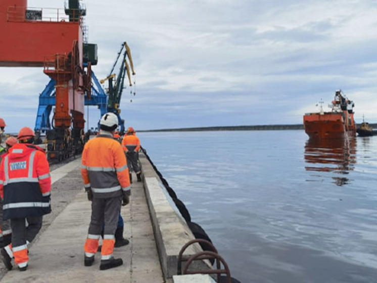 Первый сухогруз с продуктами пробился в Певек через льды