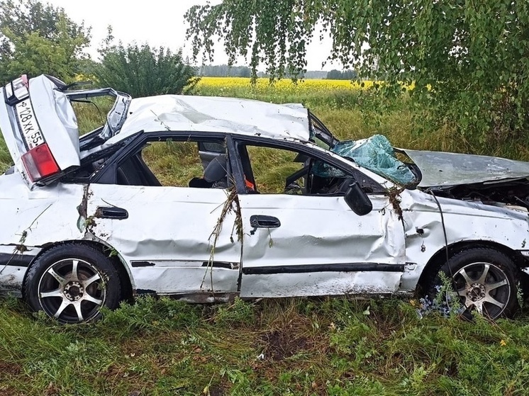 Подросток и двое взрослых пострадали при опрокидывании автомобиля на трассе Омск-Муромцево
