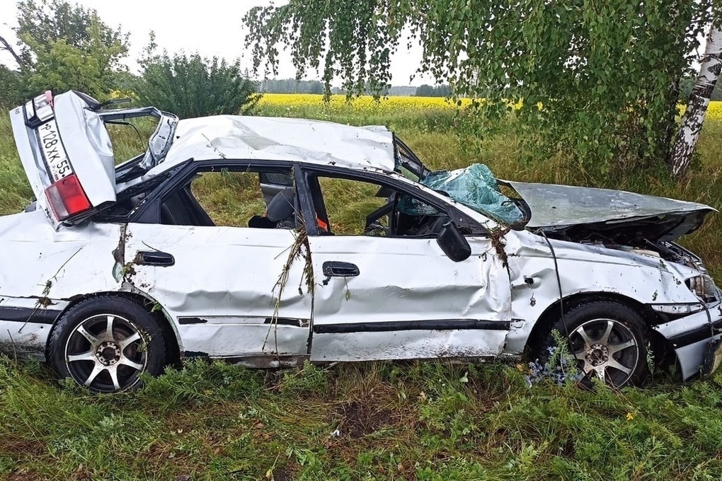 Подросток и двое взрослых пострадали при опрокидывании автомобиля на трассе Омск-Муромцево
