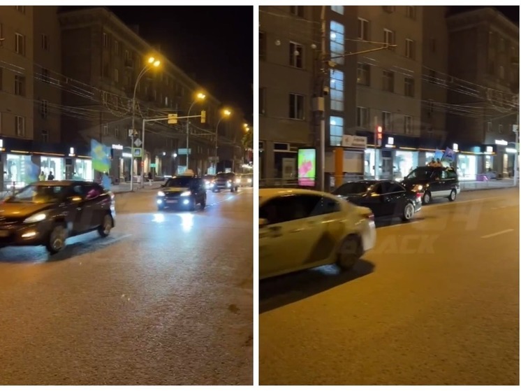 В центре Новосибирска в ночь на 2 августа заметили колонну машин с флагами ВДВ