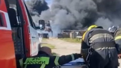 Появилось видео крупного пожара на заводе акриловых ванн во Владимирской области
