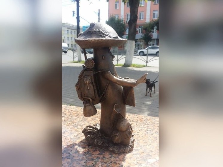 На Первомайском проспекте в Рязани установили скульптуру гриба-путешественника