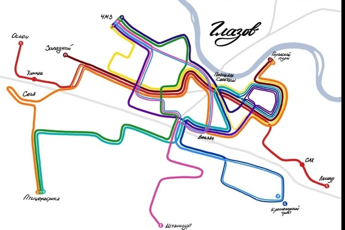 Схема движения автобусов в глазове