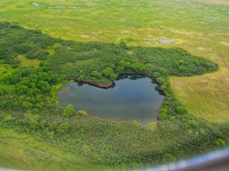 Фотограф из Новосибирска показала озеро в форме сердца на Камчатке