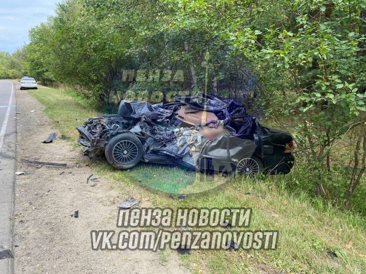 В Пензенской области после столкновения с грузовиком машина превратилась в груду металла