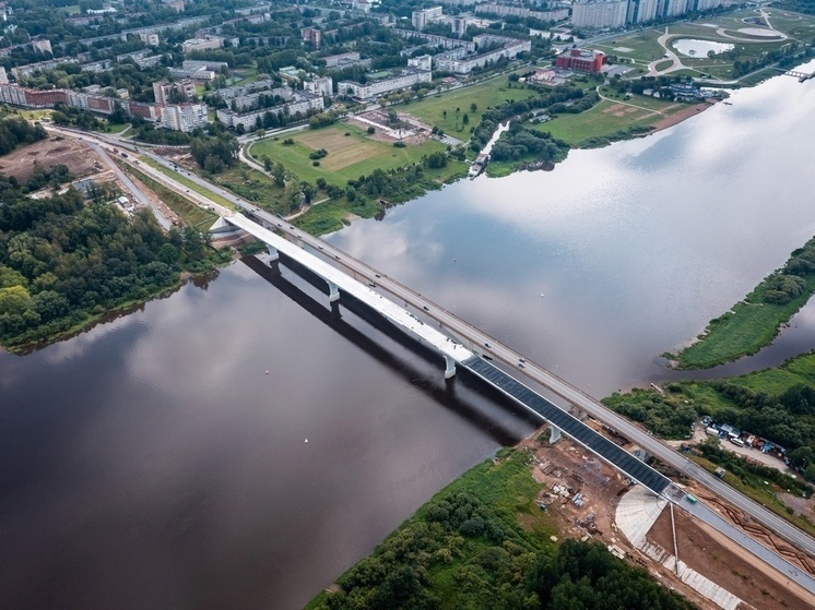 Дорожники начали асфальтировать новый мост через Волхов в Киришах