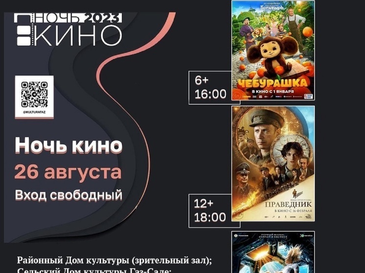 Жителям Тазовского района в кинотеатрах бесплатно покажут 3 фильма