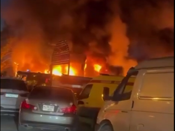В Нахабино тушат пожар на строительном рынке