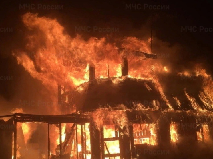 В Вырице огонь уничтожил частный дом площадью в 200 квадратных метров