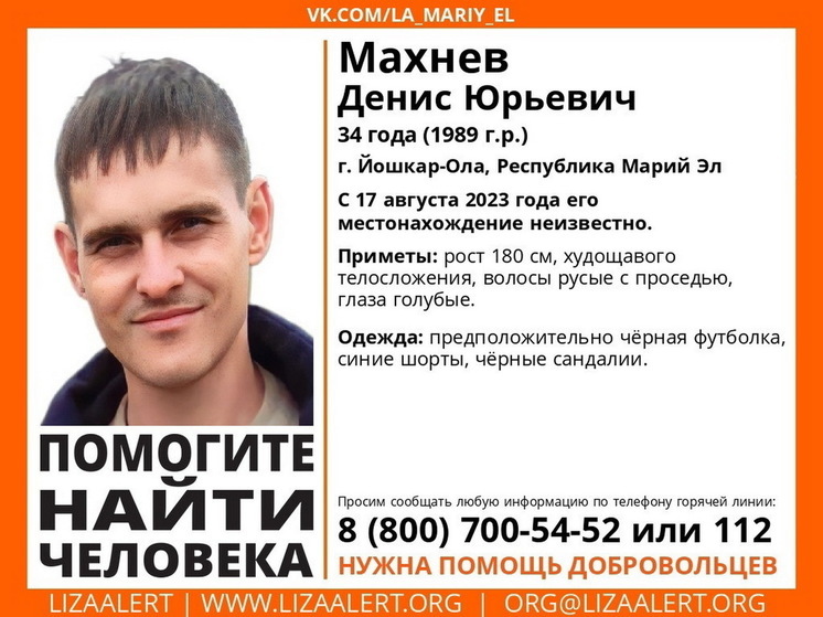 В Йошкар-Оле ищут пропавшего 34-летнего Дениса Махнева