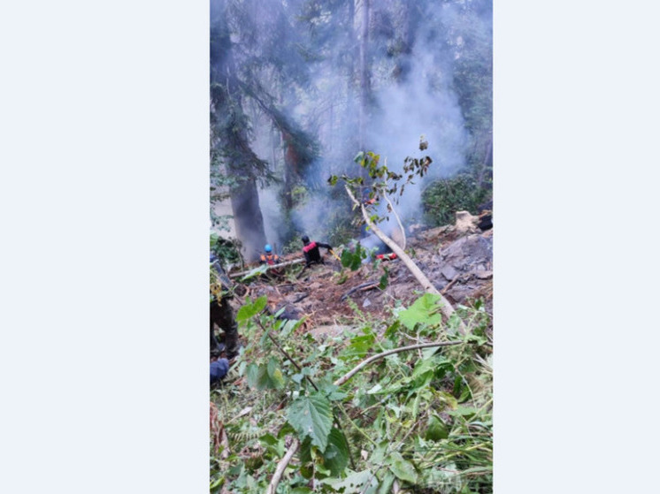Спасатели продолжают тушить лесной пожар между Домбаем и Тебердой