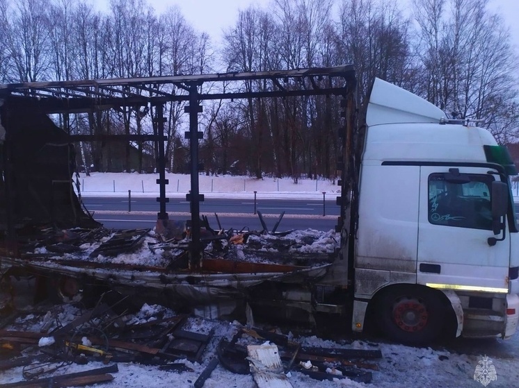 В Духовщинском районе на дороге загорелась фура