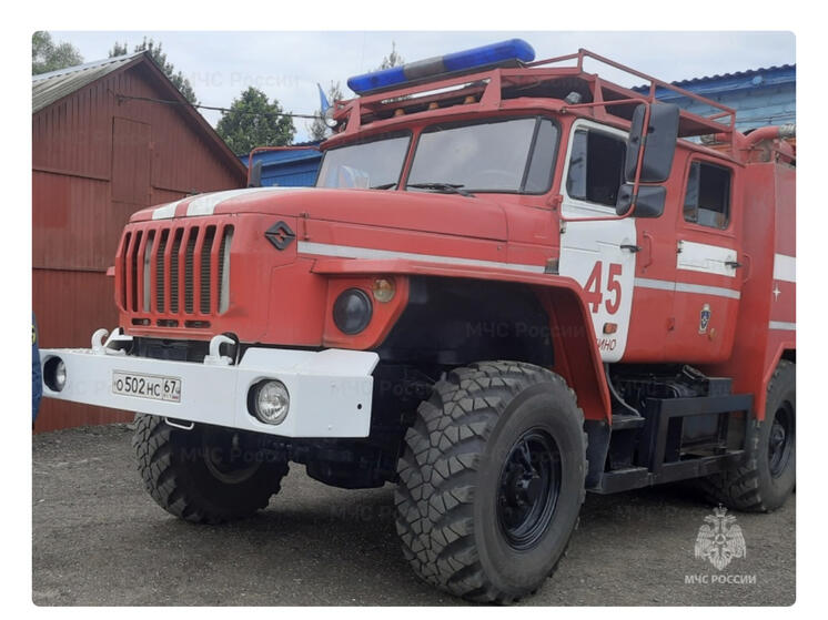 В Темкинском районе загорелся дом