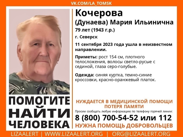 Под Томском начались поиски пропавшей без вести 79-летней женщины
