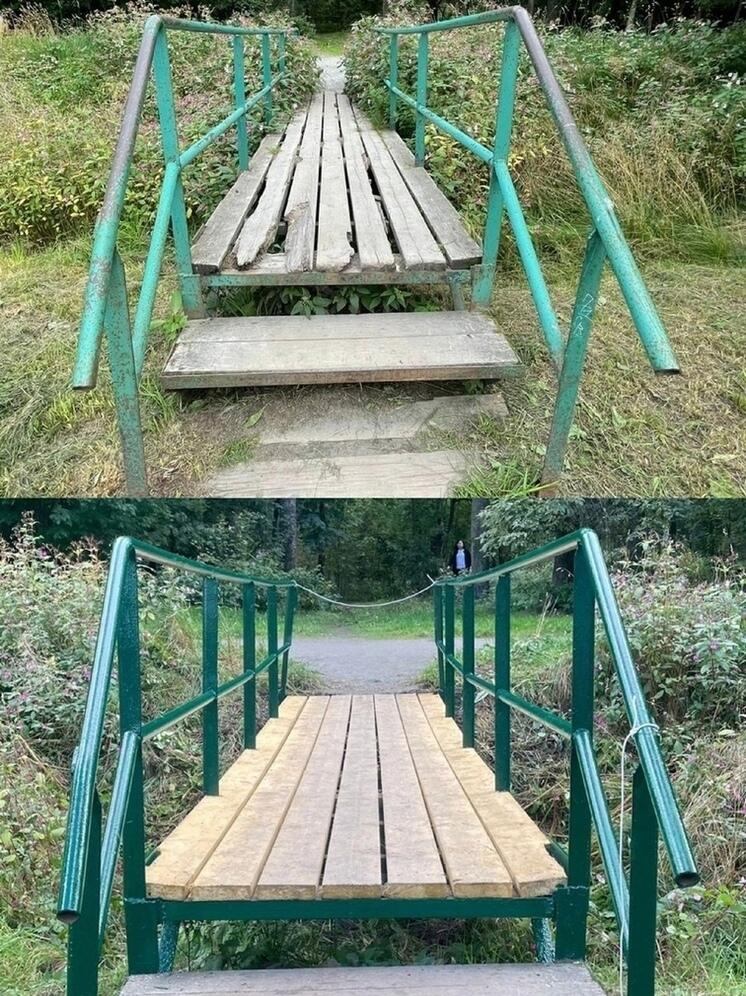 Мостик в парке Петрозаводска привели в порядок