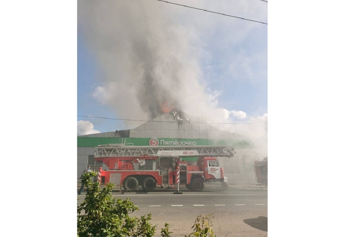 Мощный пожар разразился в Малоярославце