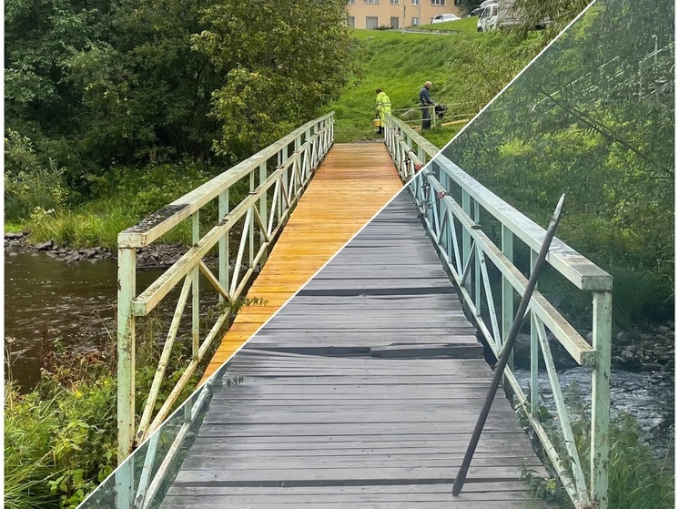 Многострадальный мост в Якорном парке в Петрозаводске отремонтировали