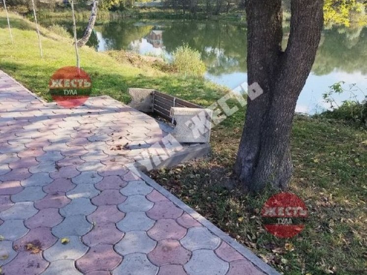 В Туле неизвестные перевернули лавочки с бетонным основанием в Центральном парке